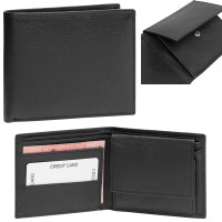 Portefeuille et porte-monnaie en cuir noir personnalisable