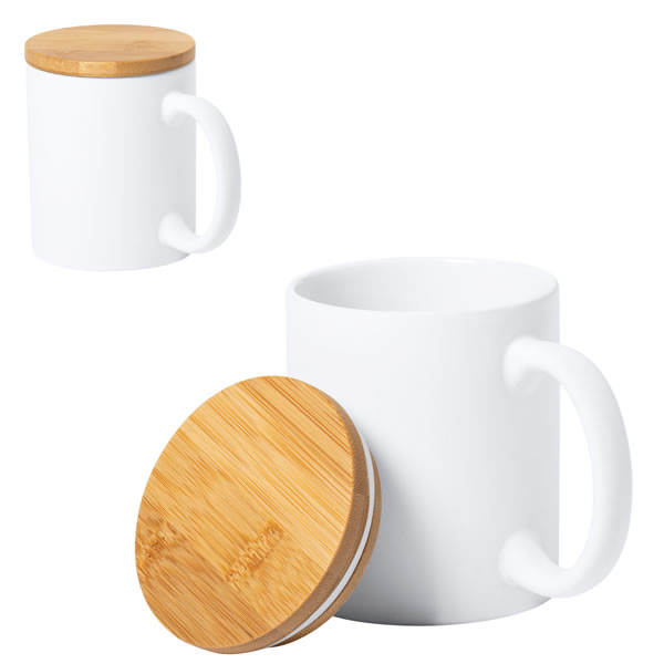 Mug céramique avec couvercle bambou personnalisé